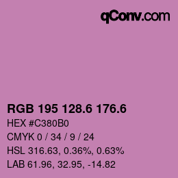 カラーコード: RGB 195 128.6 176.6 | qconv.com