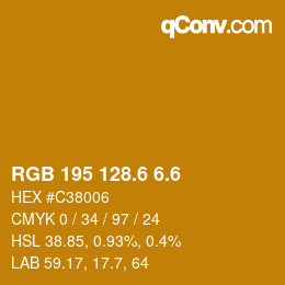カラーコード: RGB 195 128.6 6.6 | qconv.com