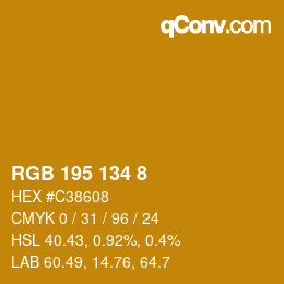 Color code: RGB 195 134 8 | qconv.com