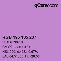 カラーコード: RGB 195 135 207 | qconv.com