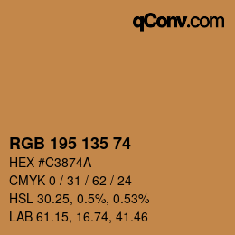 Color code: RGB 195 135 74 | qconv.com