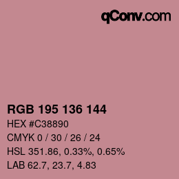 Color code: RGB 195 136 144 | qconv.com