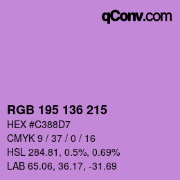 Color code: RGB 195 136 215 | qconv.com