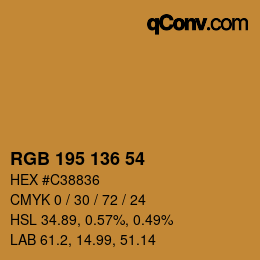 Color code: RGB 195 136 54 | qconv.com