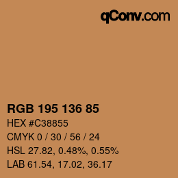 Color code: RGB 195 136 85 | qconv.com