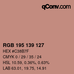 Color code: RGB 195 139 127 | qconv.com