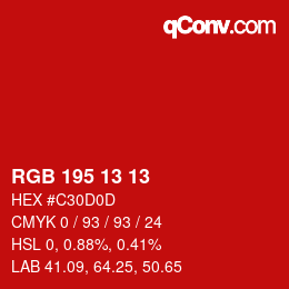 Código de color: RGB 195 13 13 | qconv.com