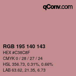カラーコード: RGB 195 140 143 | qconv.com