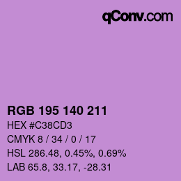 カラーコード: RGB 195 140 211 | qconv.com