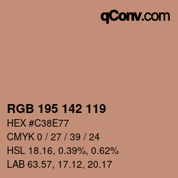 Color code: RGB 195 142 119 | qconv.com