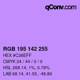 Color code: RGB 195 142 255 | qconv.com