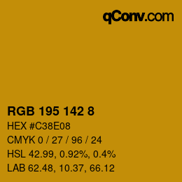 Color code: RGB 195 142 8 | qconv.com