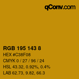 カラーコード: RGB 195 143 8 | qconv.com
