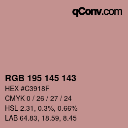 颜色代码: RGB 195 145 143 | qconv.com