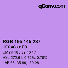 Color code: RGB 195 145 237 | qconv.com