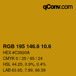 カラーコード: RGB 195 146.6 10.6 | qconv.com