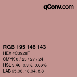 Color code: RGB 195 146 143 | qconv.com