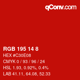 Color code: RGB 195 14 8 | qconv.com