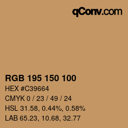 Código de color: RGB 195 150 100 | qconv.com