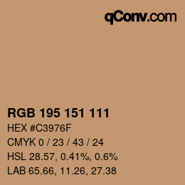 Código de color: RGB 195 151 111 | qconv.com