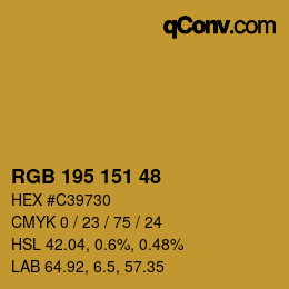Color code: RGB 195 151 48 | qconv.com