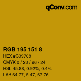 Color code: RGB 195 151 8 | qconv.com