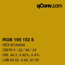 カラーコード: RGB 195 152 8 | qconv.com