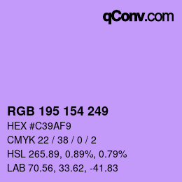 Color code: RGB 195 154 249 | qconv.com