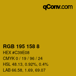 Color code: RGB 195 158 8 | qconv.com