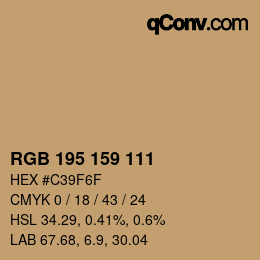 Color code: RGB 195 159 111 | qconv.com