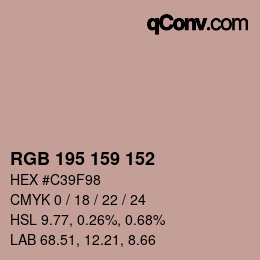 Color code: RGB 195 159 152 | qconv.com