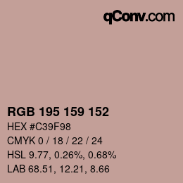 Código de color: RGB 195 159 152 | qconv.com