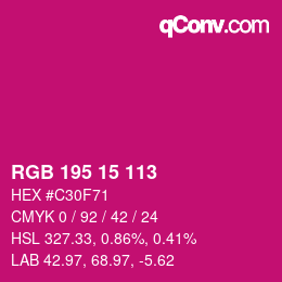 颜色代码: RGB 195 15 113 | qconv.com