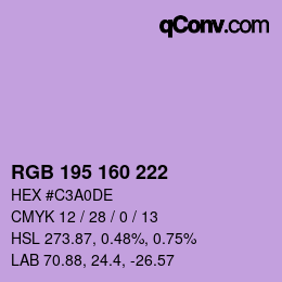 Color code: RGB 195 160 222 | qconv.com