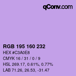 Color code: RGB 195 160 232 | qconv.com