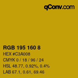 Color code: RGB 195 160 8 | qconv.com