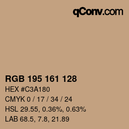 Código de color: RGB 195 161 128 | qconv.com