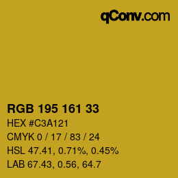 Color code: RGB 195 161 33 | qconv.com