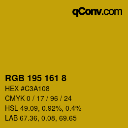 カラーコード: RGB 195 161 8 | qconv.com