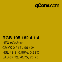 カラーコード: RGB 195 162.4 1.4 | qconv.com