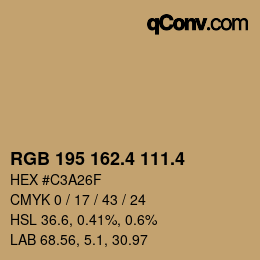 カラーコード: RGB 195 162.4 111.4 | qconv.com