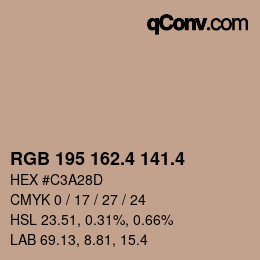 カラーコード: RGB 195 162.4 141.4 | qconv.com