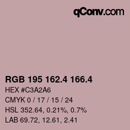 カラーコード: RGB 195 162.4 166.4 | qconv.com