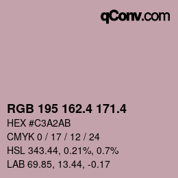 カラーコード: RGB 195 162.4 171.4 | qconv.com