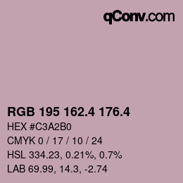 カラーコード: RGB 195 162.4 176.4 | qconv.com