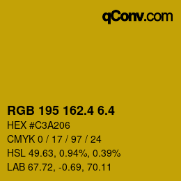 カラーコード: RGB 195 162.4 6.4 | qconv.com