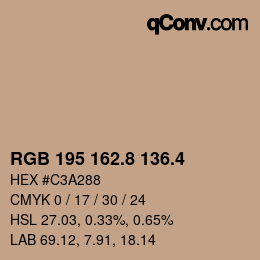 カラーコード: RGB 195 162.8 136.4 | qconv.com