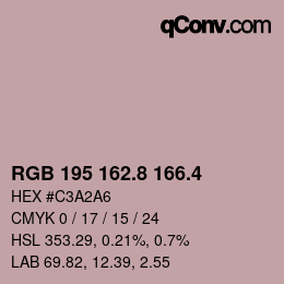 カラーコード: RGB 195 162.8 166.4 | qconv.com