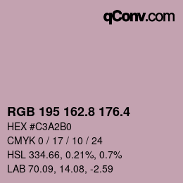 カラーコード: RGB 195 162.8 176.4 | qconv.com