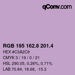 カラーコード: RGB 195 162.8 201.4 | qconv.com